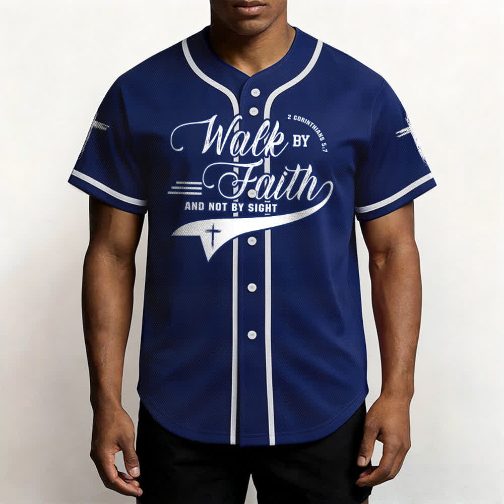 Christianartworkshop 2 Corinthiens 5:7 « Marchez par la foi et non par la vue » Maillot de baseball avec croix - image 3