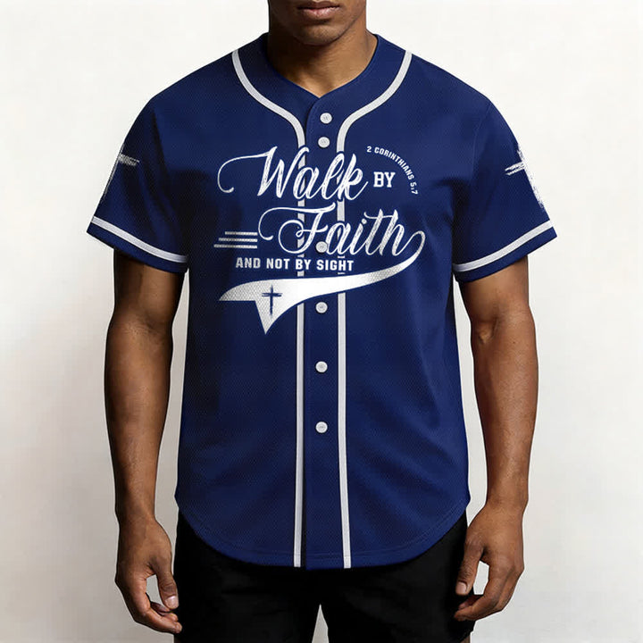 Christianartworkshop 2 Corinthiens 5:7 « Marchez par la foi et non par la vue » Maillot de baseball avec croix - image 3