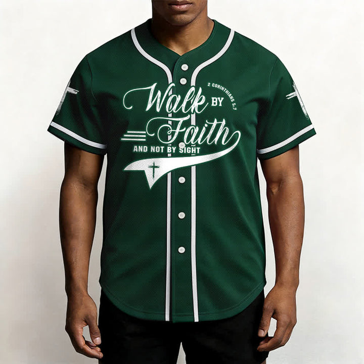 Christianartworkshop 2 Corinthiens 5:7 « Marchez par la foi et non par la vue » Maillot de baseball avec croix - image 54