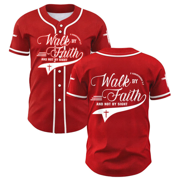 Christianartworkshop 2 Corinthiens 5:7 « Marchez par la foi et non par la vue » Maillot de baseball avec croix - Rouge - 5XL - image 28