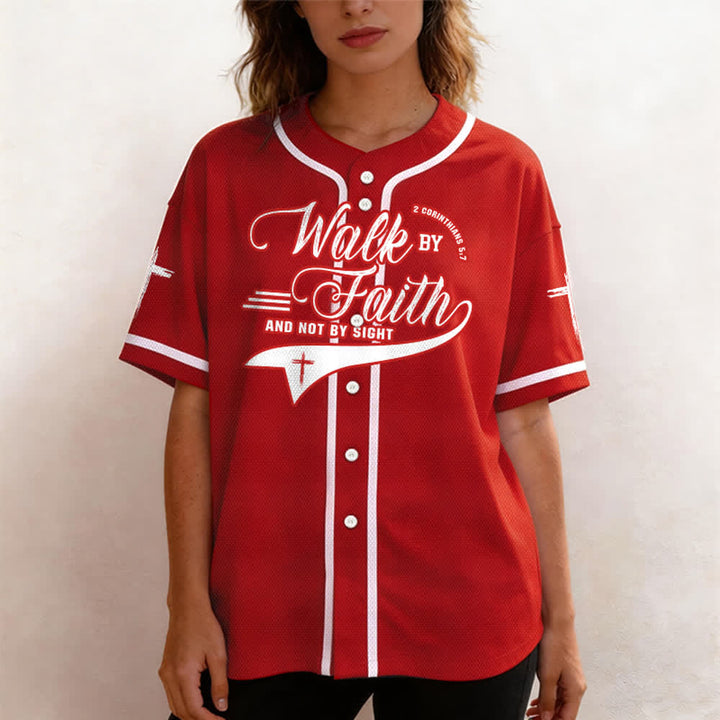Christianartworkshop 2 Corinthiens 5:7 « Marchez par la foi et non par la vue » Maillot de baseball avec croix - image 31