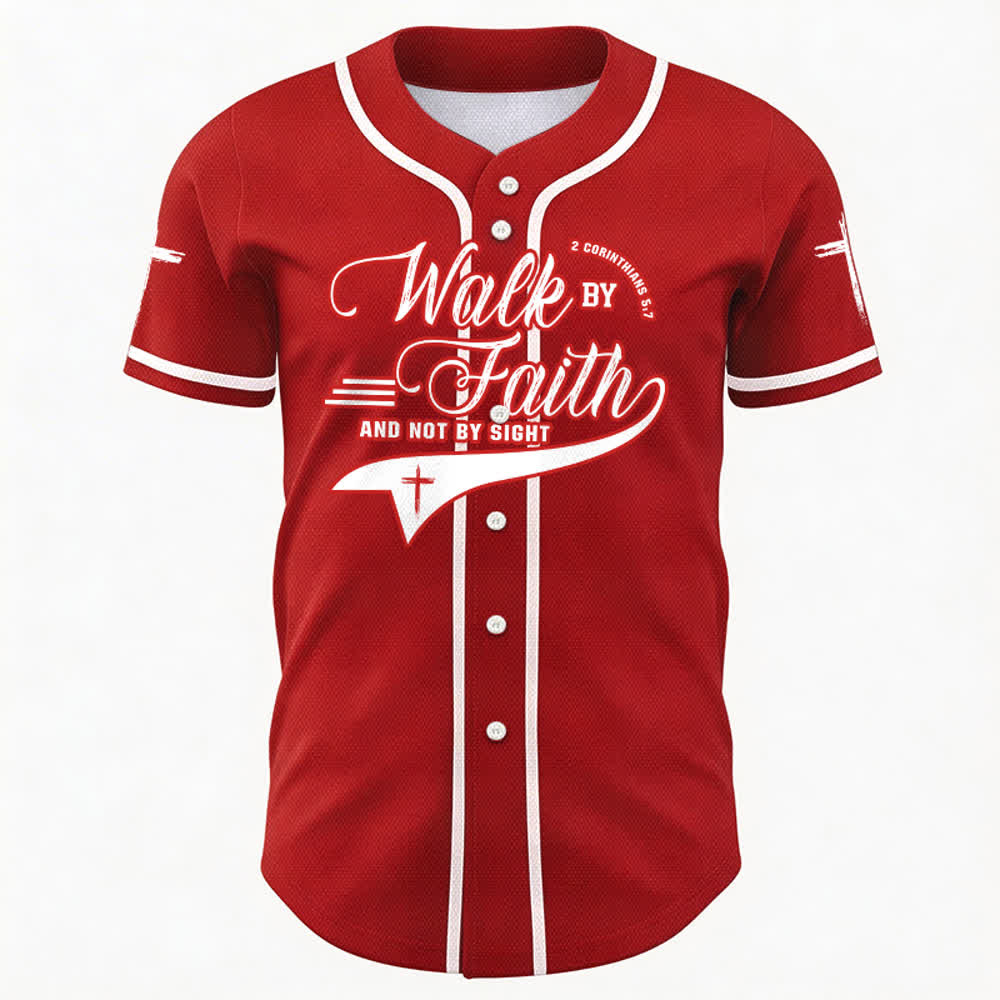 Christianartworkshop 2 Corinthiens 5:7 « Marchez par la foi et non par la vue » Maillot de baseball avec croix - image 29