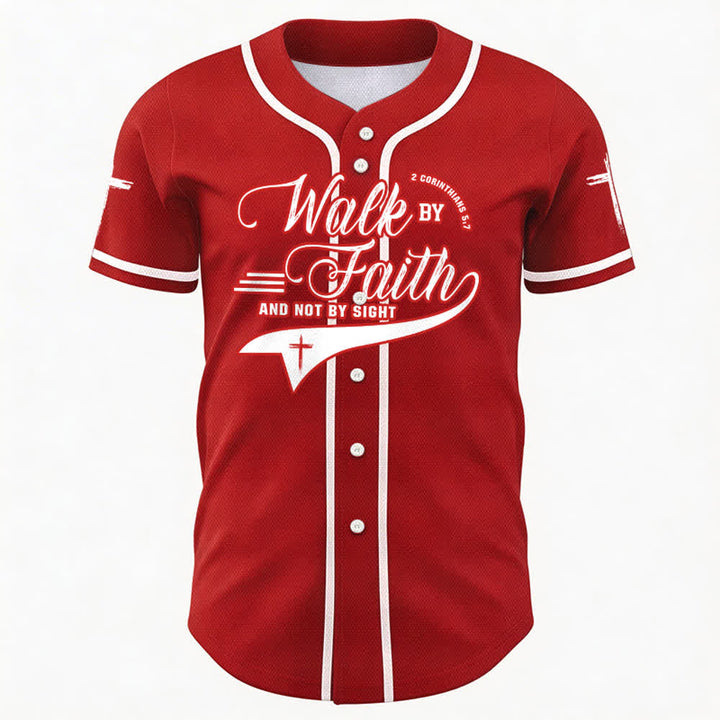 Christianartworkshop 2 Corinthiens 5:7 « Marchez par la foi et non par la vue » Maillot de baseball avec croix - image 29