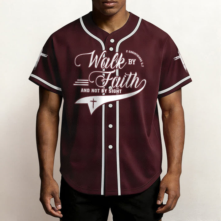 Christianartworkshop 2 Corinthiens 5:7 « Marchez par la foi et non par la vue » Maillot de baseball avec croix - image 40
