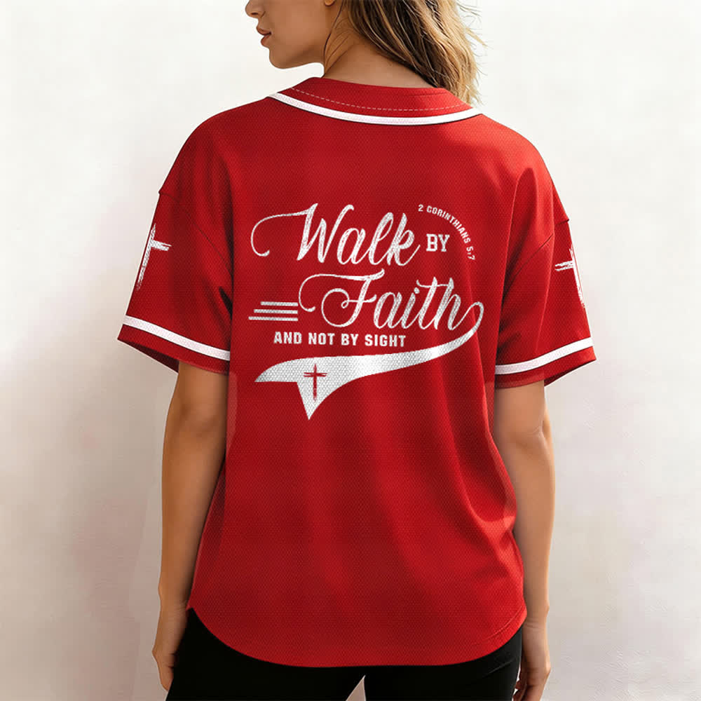 Christianartworkshop 2 Corinthiens 5:7 « Marchez par la foi et non par la vue » Maillot de baseball avec croix - image 32