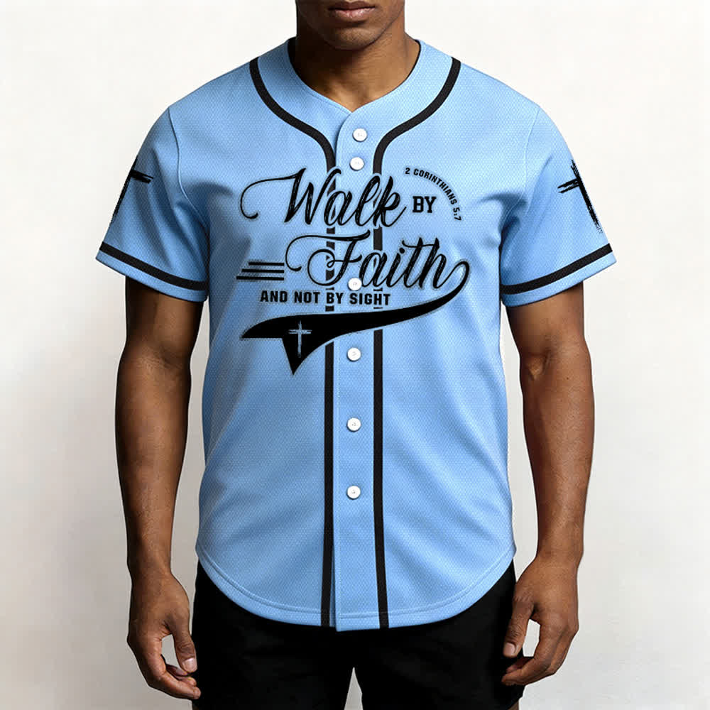Christianartworkshop 2 Corinthiens 5:7 « Marchez par la foi et non par la vue » Maillot de baseball avec croix - image 47