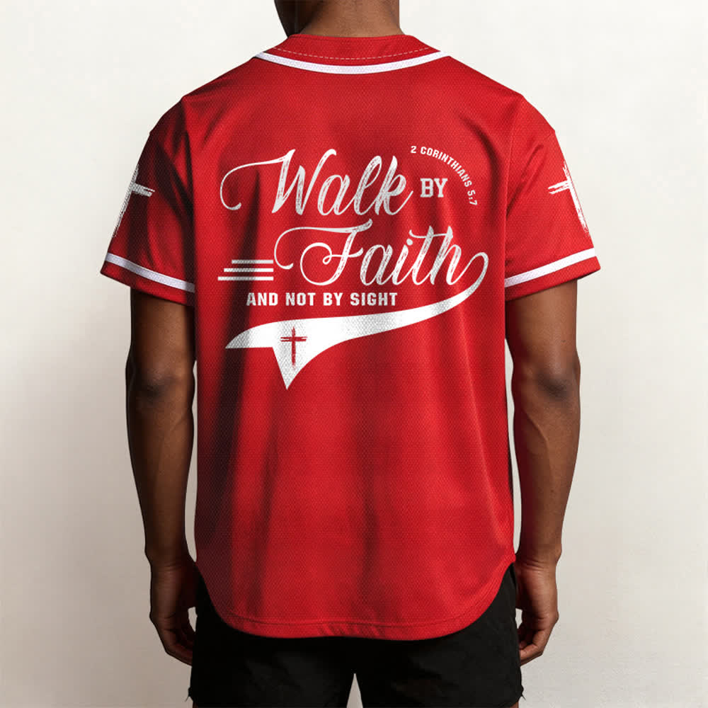 Christianartworkshop 2 Corinthiens 5:7 « Marchez par la foi et non par la vue » Maillot de baseball avec croix - image 34