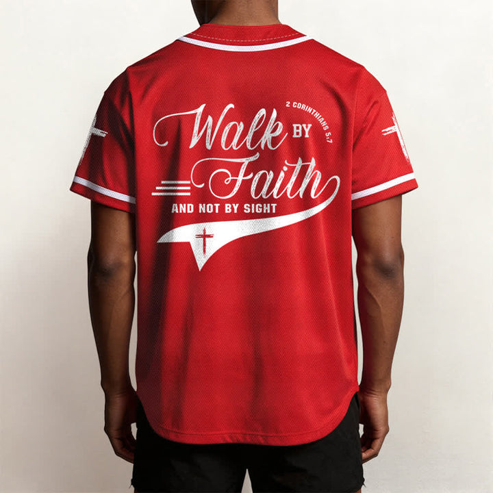 Christianartworkshop 2 Corinthiens 5:7 « Marchez par la foi et non par la vue » Maillot de baseball avec croix - image 34