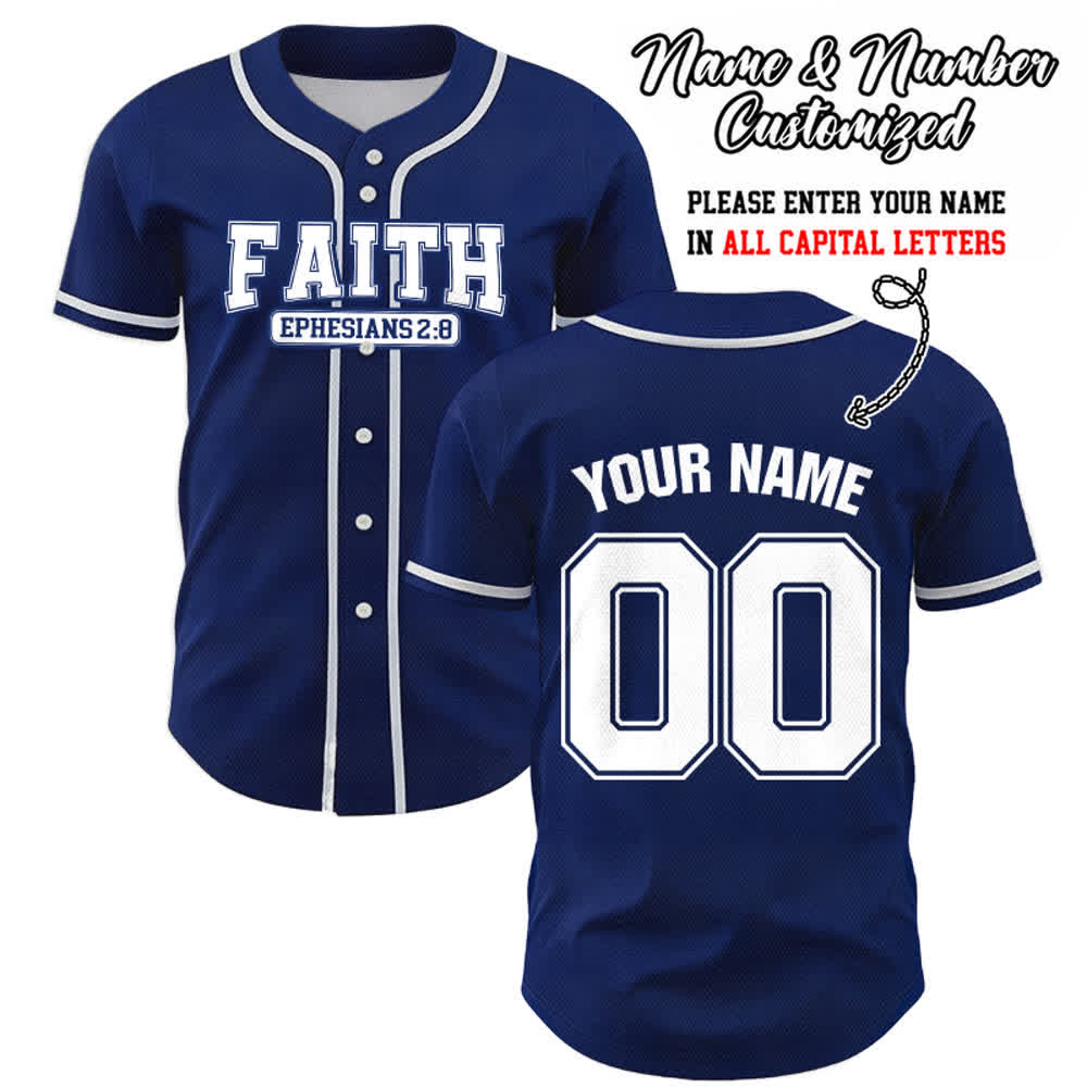 Maillot de baseball personnalisé avec nom et numéro Christianartworkshop - Bleu marine - 5XL - Nom & Numéro personnalisé - image 0