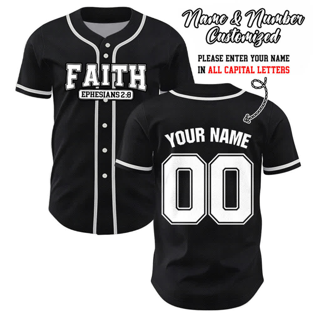 Maillot de baseball personnalisé avec nom et numéro Christianartworkshop - Noir - 5XL - Nom & Numéro personnalisé - image 24