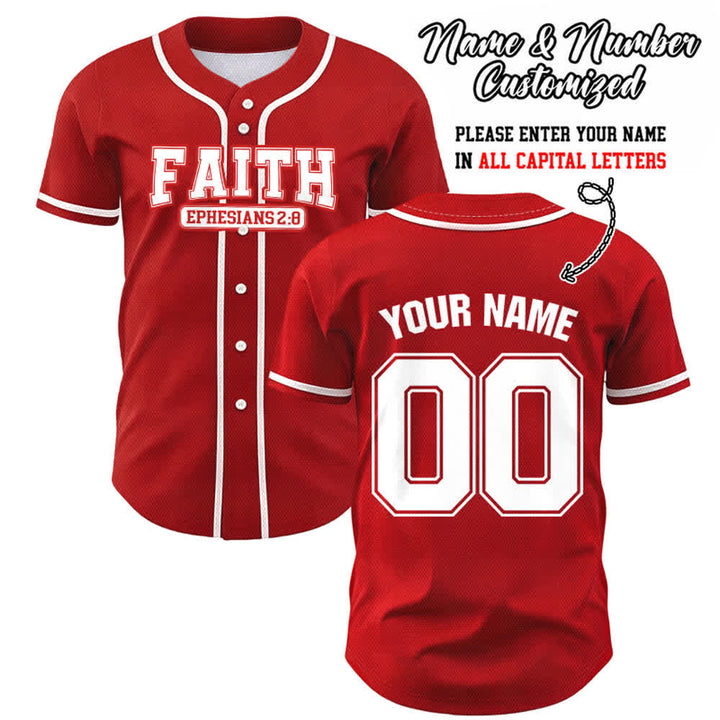 Maillot de baseball personnalisé avec nom et numéro Christianartworkshop - Rouge - 5XL - Nom & Numéro personnalisé - image 32