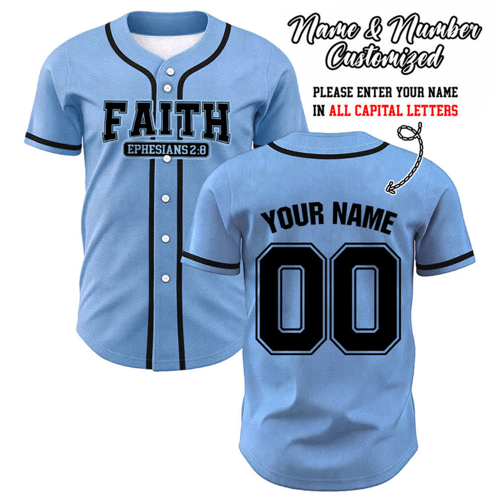 Maillot de baseball personnalisé avec nom et numéro Christianartworkshop - Bleu - 5XL - Nom & Numéro personnalisé - image 48