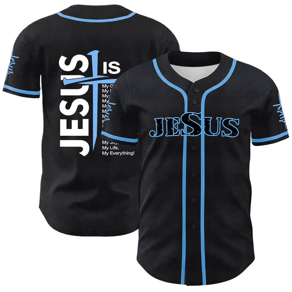 Christianartworkshop Maillot de baseball unisexe de foi Jésus est mon tout - Bleu - 5XL - image 0