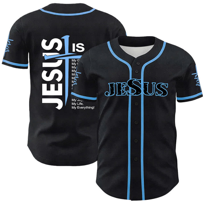 Christianartworkshop Maillot de baseball unisexe de foi Jésus est mon tout - Bleu - 5XL - image 0