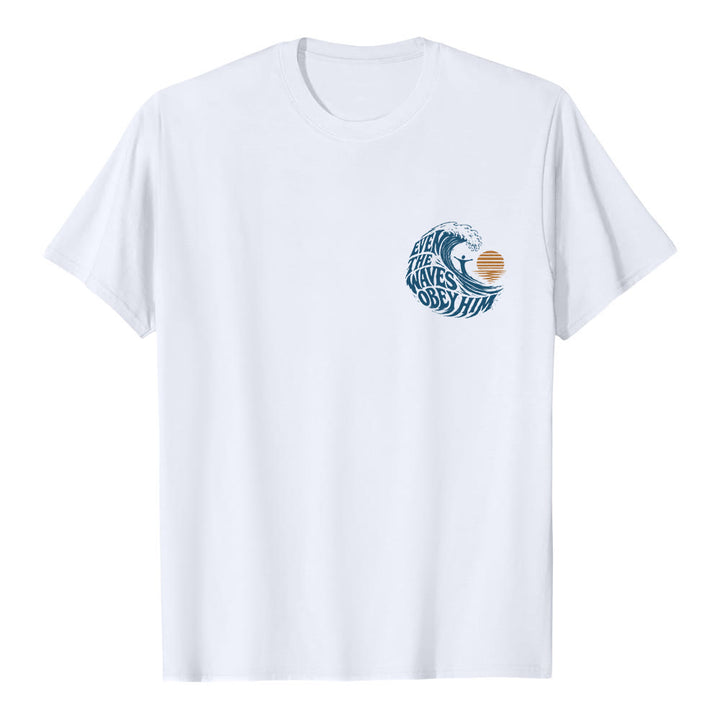 Christianartworkshop Même les vagues lui obéissent - T-shirt classique à motif vagues double face - image 11