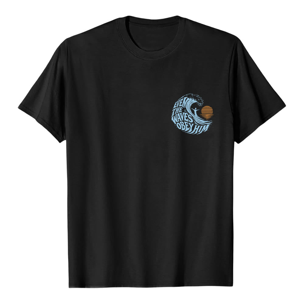 Christianartworkshop Même les vagues lui obéissent - T-shirt classique à motif vagues double face - image 20
