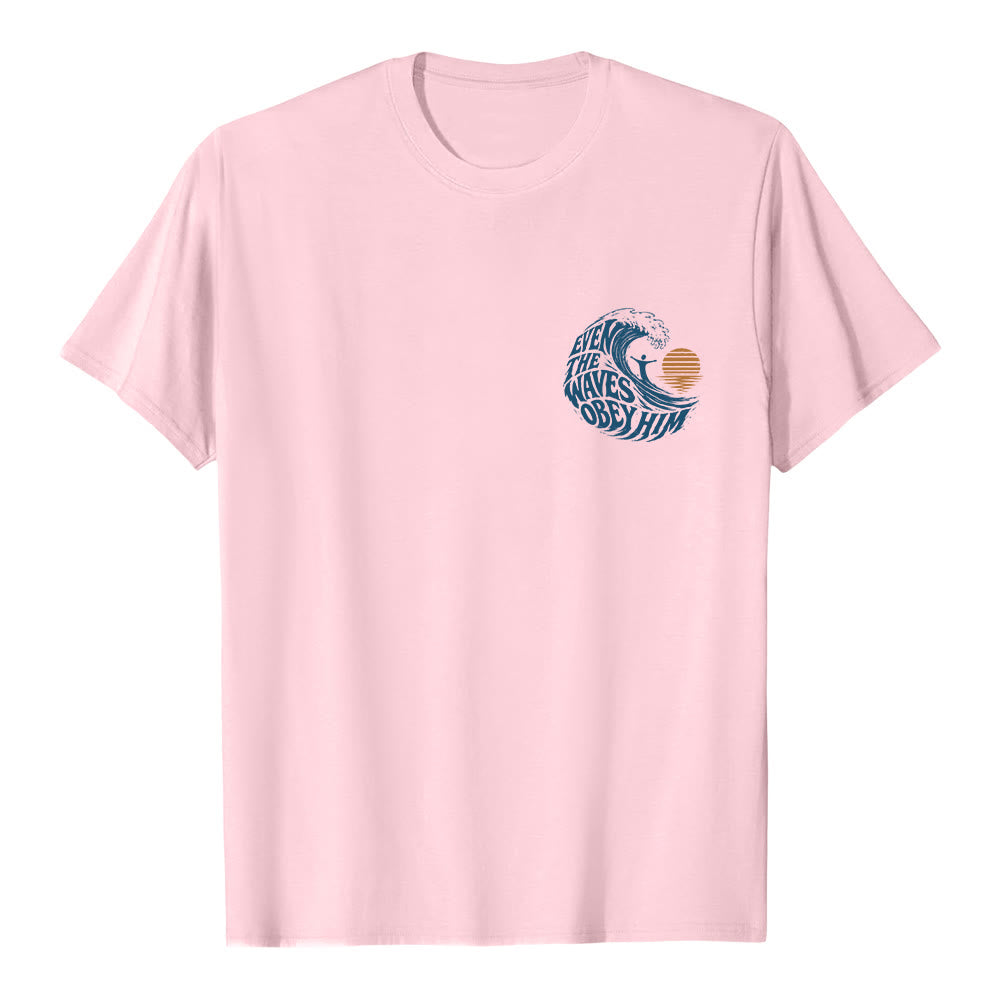 Christianartworkshop Même les vagues lui obéissent - T-shirt classique à motif vagues double face - image 8