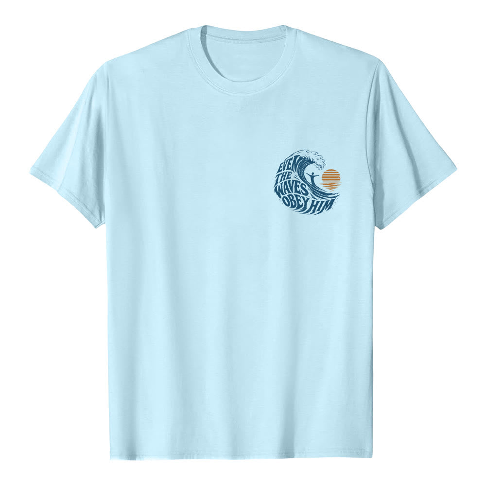 Christianartworkshop Même les vagues lui obéissent - T-shirt classique à motif vagues double face - image 5