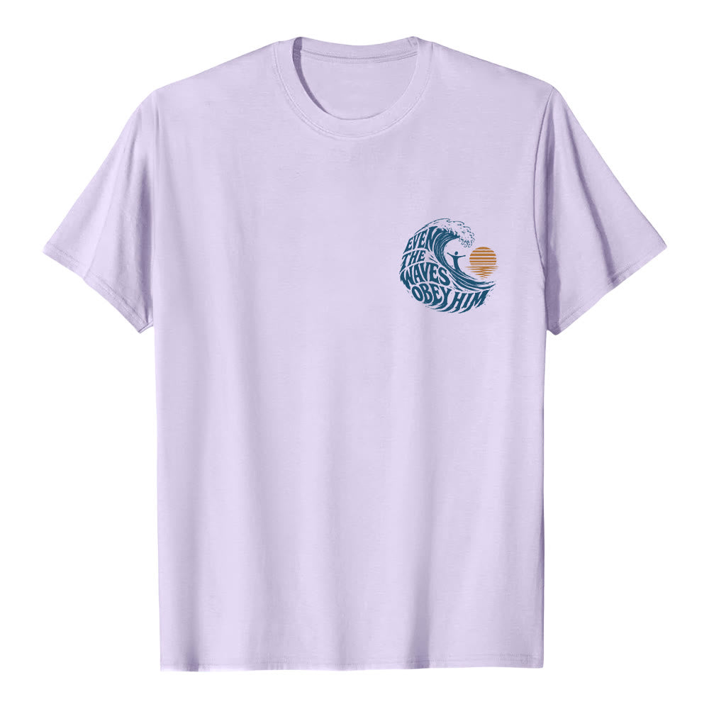Christianartworkshop Même les vagues lui obéissent - T-shirt classique à motif vagues double face - image 23