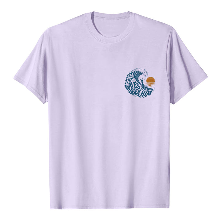 Christianartworkshop Même les vagues lui obéissent - T-shirt classique à motif vagues double face - image 23