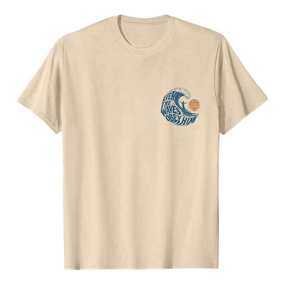 Christianartworkshop Même les vagues lui obéissent - T-shirt classique à motif vagues double face - image 14