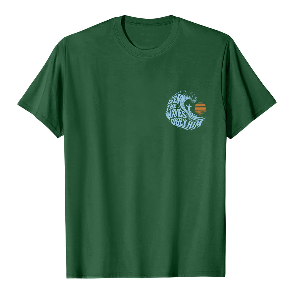 Christianartworkshop Même les vagues lui obéissent - T-shirt classique à motif vagues double face - image 17