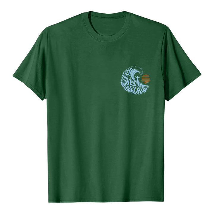 Christianartworkshop Même les vagues lui obéissent - T-shirt classique à motif vagues double face - image 17