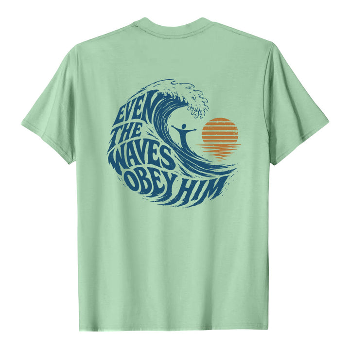 Christianartworkshop Même les vagues lui obéissent - T-shirt classique à motif vagues double face - image 25