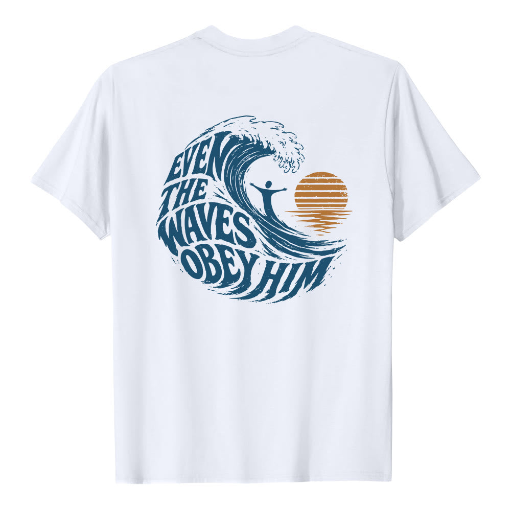 Christianartworkshop Même les vagues lui obéissent - T-shirt classique à motif vagues double face - image 10