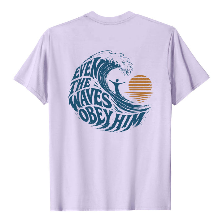 Christianartworkshop Même les vagues lui obéissent - T-shirt classique à motif vagues double face - image 22