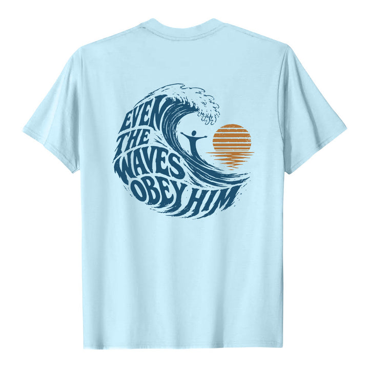 Christianartworkshop Même les vagues lui obéissent - T-shirt classique à motif vagues double face - image 4