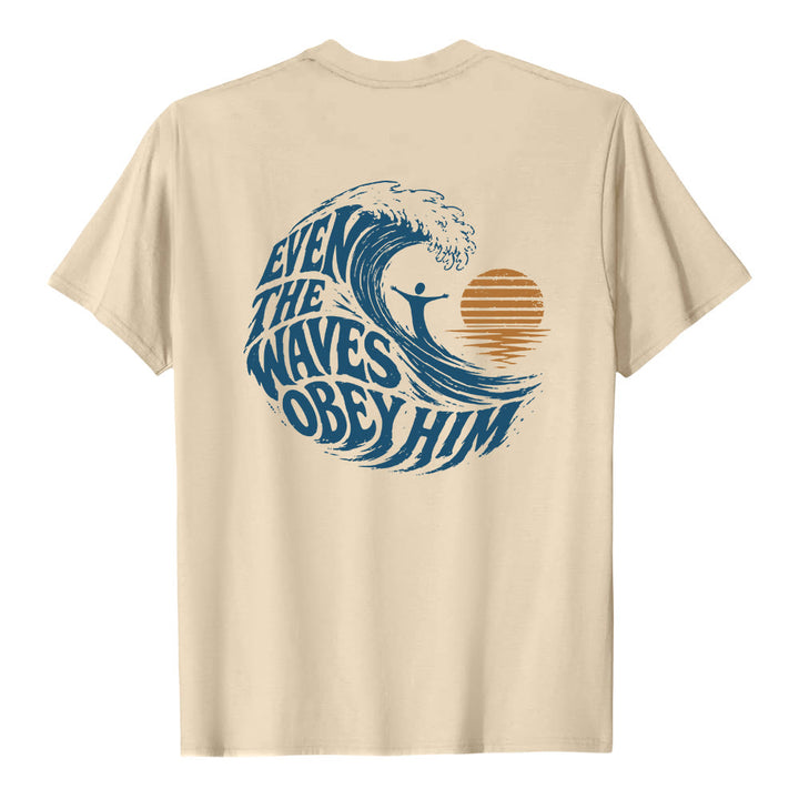 Christianartworkshop Même les vagues lui obéissent - T-shirt classique à motif vagues double face - image 13