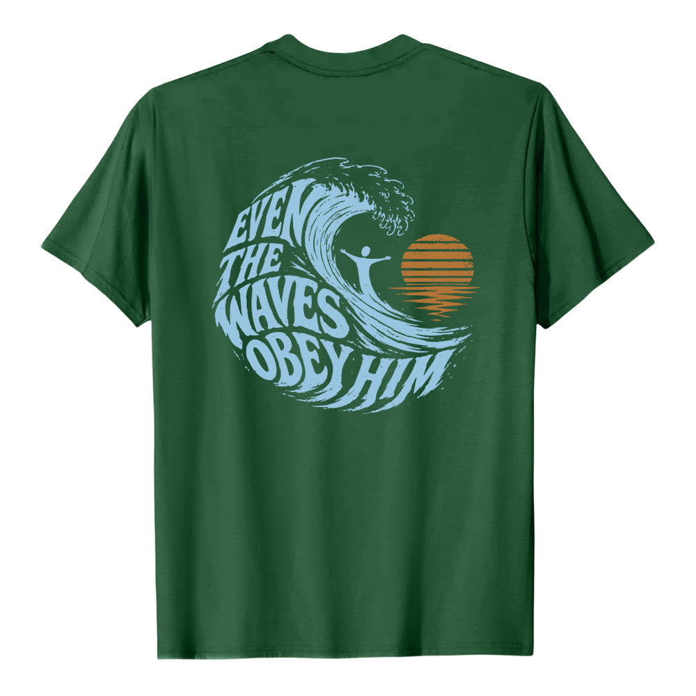 Christianartworkshop Même les vagues lui obéissent - T-shirt classique à motif vagues double face - image 16