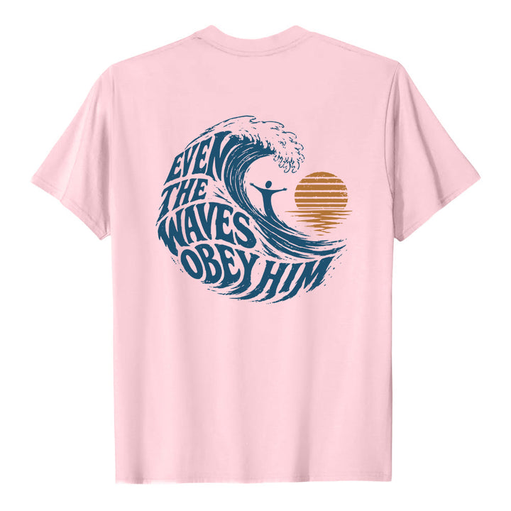 Christianartworkshop Même les vagues lui obéissent - T-shirt classique à motif vagues double face - image 7