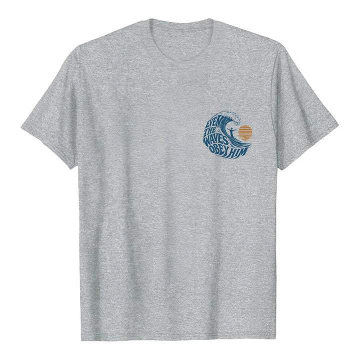 Christianartworkshop Même les vagues lui obéissent - T-shirt classique à motif vagues double face - image 2