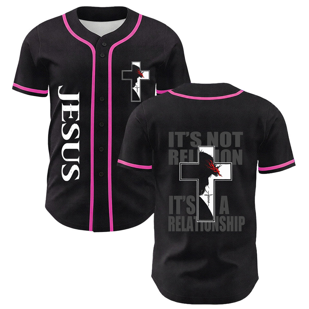 Maillot de baseball avec motif croix crucifix de la Vierge Marie chrétienne - Rose - 5XL - image 6