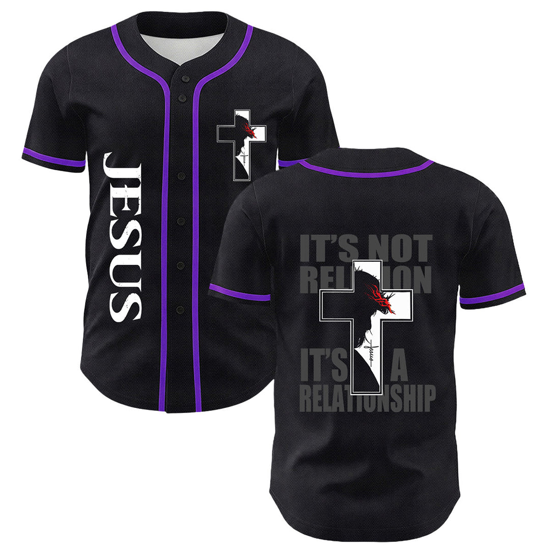 Maillot de baseball avec motif croix crucifix de la Vierge Marie chrétienne - Violet - 5XL - image 24