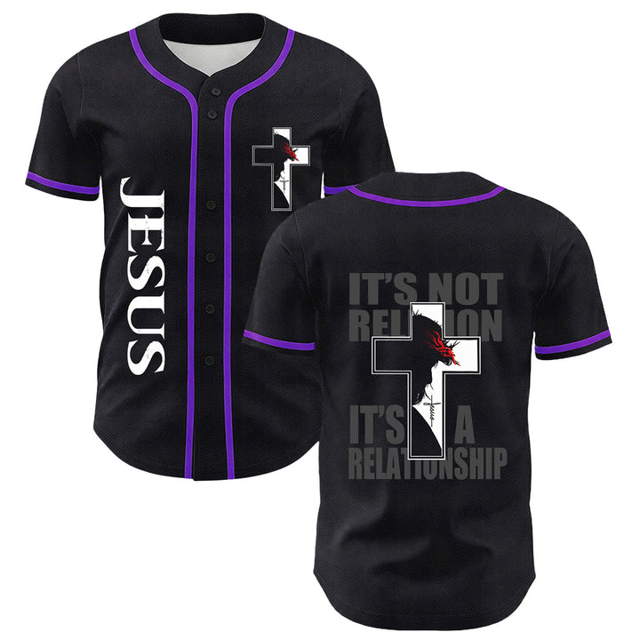 Maillot de baseball avec motif croix crucifix de la Vierge Marie chrétienne - Violet - 5XL - image 24