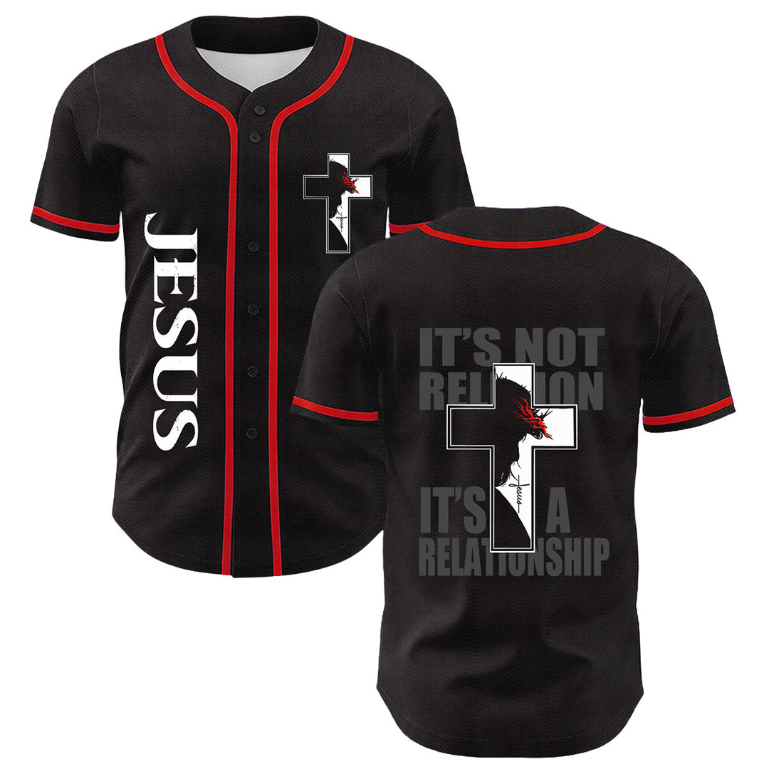 Maillot de baseball avec motif croix crucifix de la Vierge Marie chrétienne - Rouge - 5XL - image 0