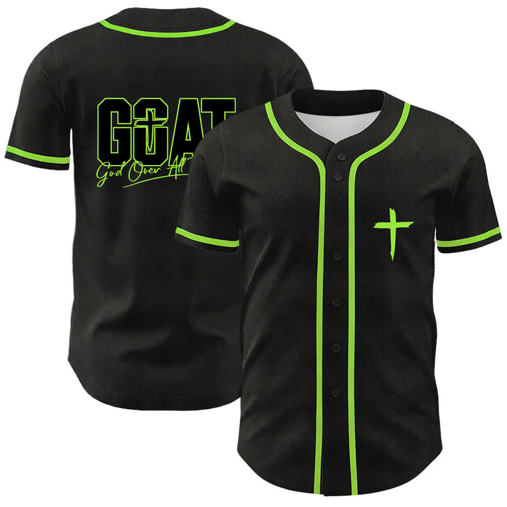 Christianartworkshop GOAT Dieu sur toutes choses Maillot de baseball unisexe croix simple - Vert clair - 5XL - image 15