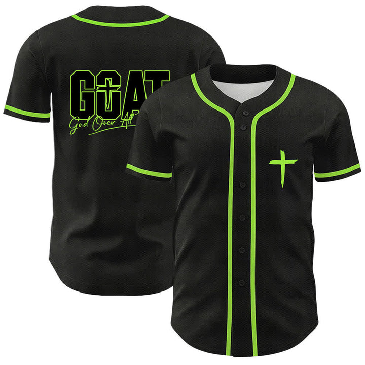 Christianartworkshop GOAT Dieu sur toutes choses Maillot de baseball unisexe croix simple - Vert clair - 5XL - image 15