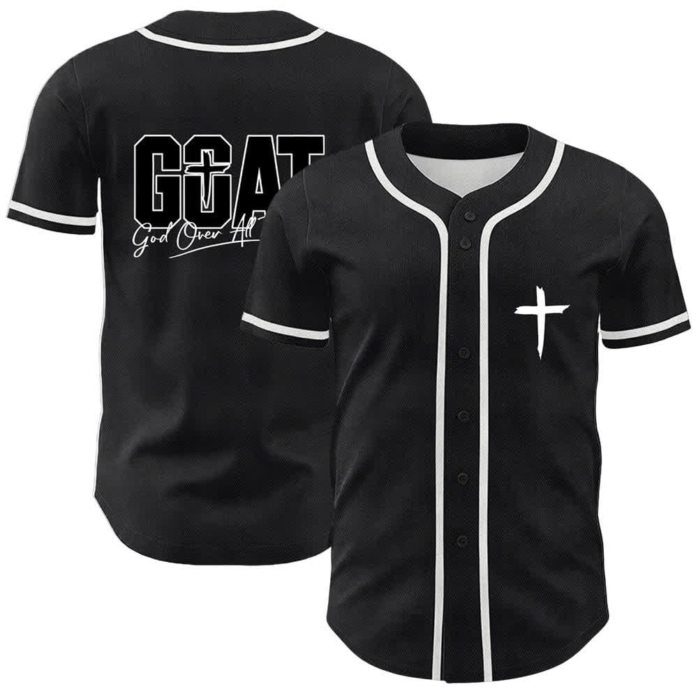 Christianartworkshop GOAT Dieu sur toutes choses Maillot de baseball unisexe croix simple - Blanc - 5XL - image 3
