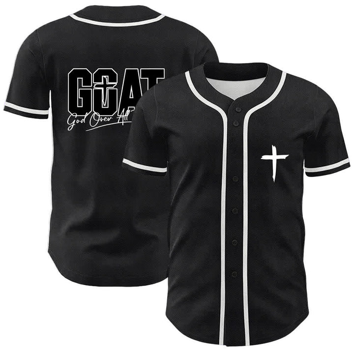 Christianartworkshop GOAT Dieu sur toutes choses Maillot de baseball unisexe croix simple - Blanc - 5XL - image 3