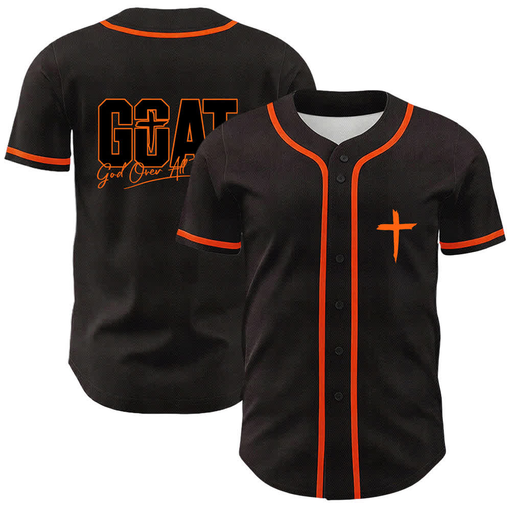 Christianartworkshop GOAT Dieu sur toutes choses Maillot de baseball unisexe croix simple - Orange - 5XL - image 9