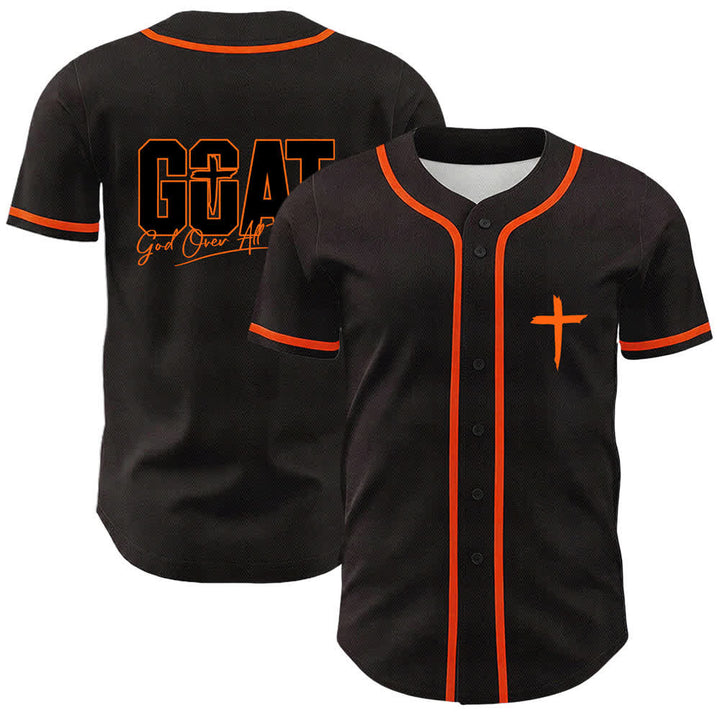 Christianartworkshop GOAT Dieu sur toutes choses Maillot de baseball unisexe croix simple - Orange - 5XL - image 9