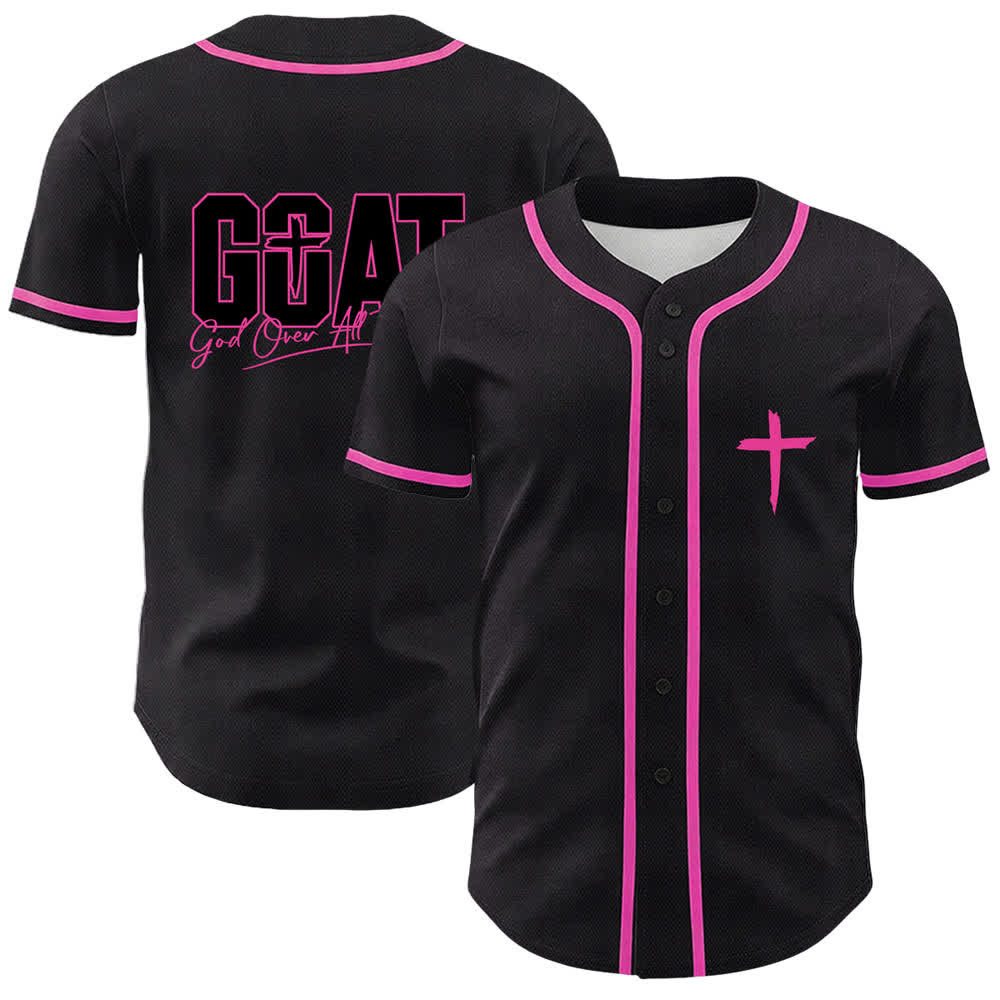 Christianartworkshop GOAT Dieu sur toutes choses Maillot de baseball unisexe croix simple - Rose - 5XL - image 21