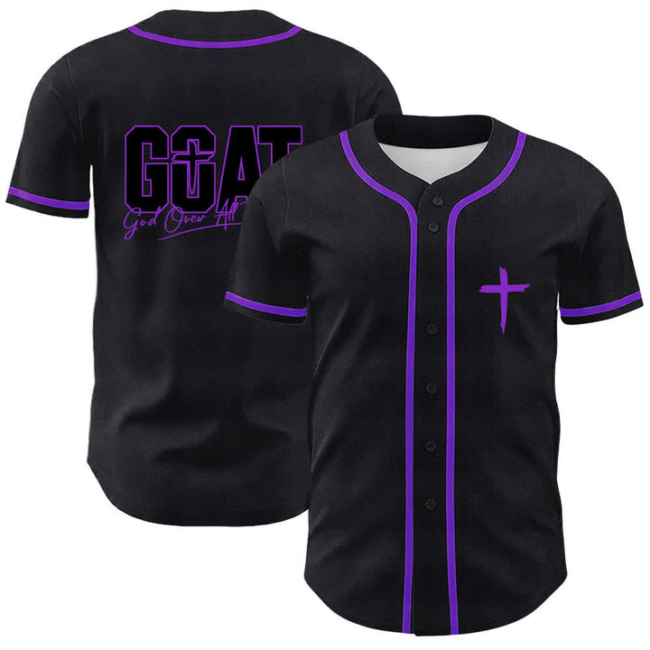 Christianartworkshop GOAT Dieu sur toutes choses Maillot de baseball unisexe croix simple - Violet - 5XL - image 18