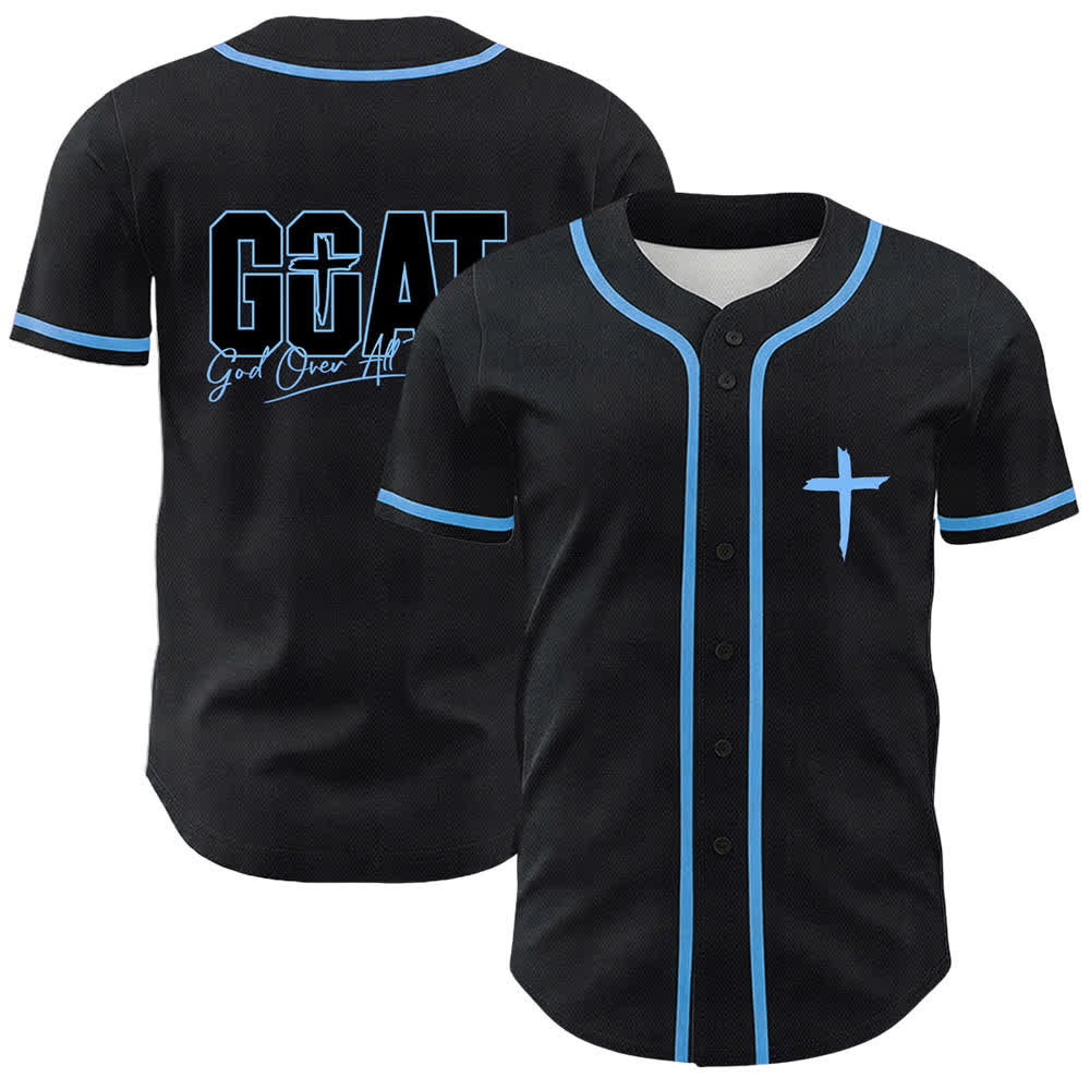Christianartworkshop GOAT Dieu sur toutes choses Maillot de baseball unisexe croix simple - Bleu - 5XL - image 12