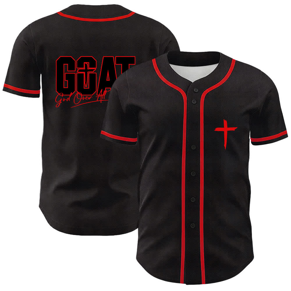 Christianartworkshop GOAT Dieu sur toutes choses Maillot de baseball unisexe croix simple - Rouge - 5XL - image 6