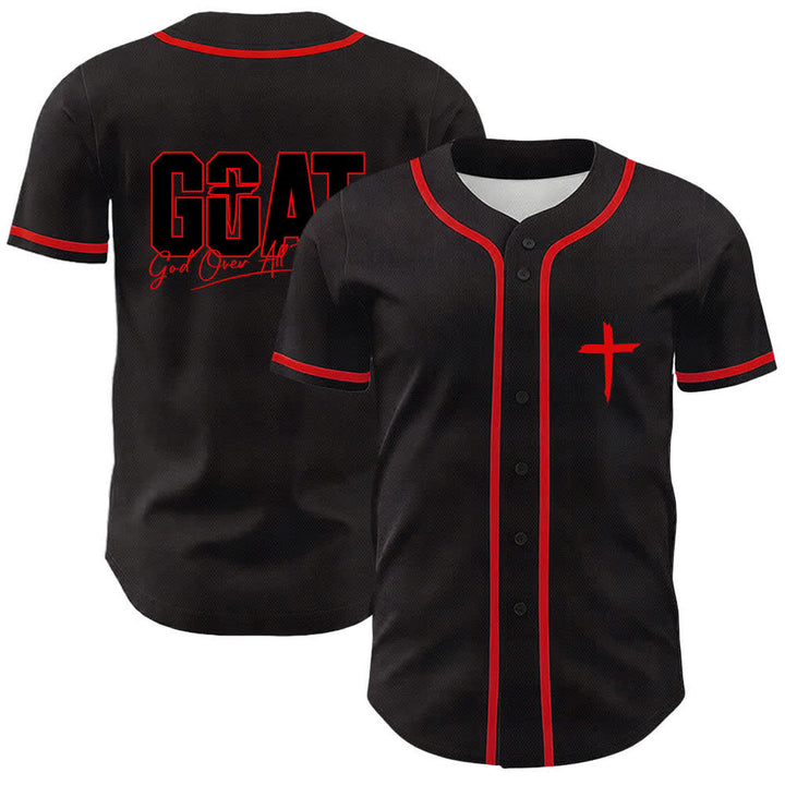 Christianartworkshop GOAT Dieu sur toutes choses Maillot de baseball unisexe croix simple - Rouge - 5XL - image 6